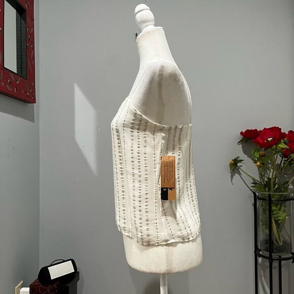 NEW Finity Naturals Linen Rayon Striped Spaghetti Strap Semi Sheer Blouse XS - Picture 6 of 16